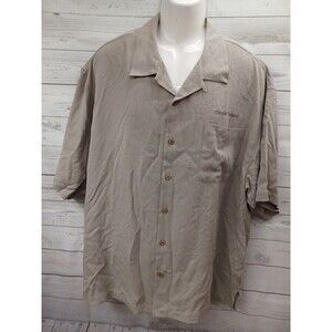 Eagle Dry Goods Co. Button Front Shirt Men's Beige Silk Chrysler Financial XXL